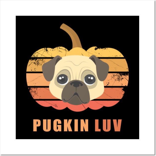 Pugkin Luv Jackolantern Pug Gourd Fleabag Puppy. Wall Art by Maxx Exchange